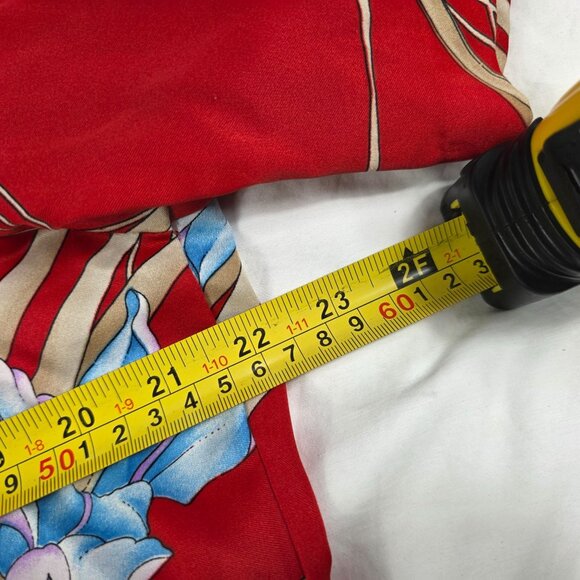 Vintage Waltah Clarks Mens Large Red Blue Floral Button Up Hawaiian Shirt Casual - Picture 6 of 8